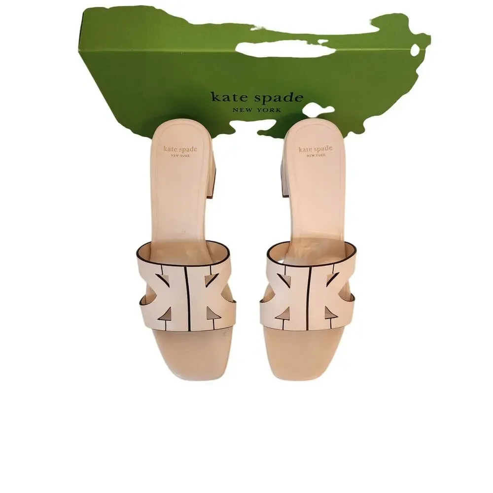 NWB Kate Spade Duo Block Heel White 7.5B *Floor Sample